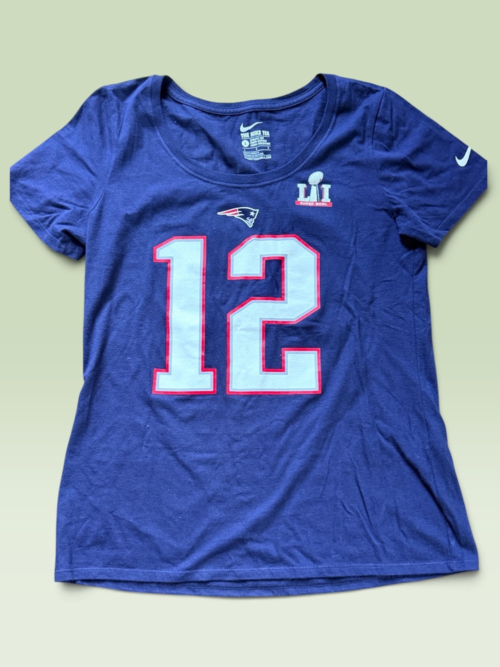 Nike Women’s Navy Blue Patriots #12 Short Sleeve Tee - Blue
